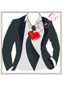 Man`s jacket with a tie and a heart for Valentine`s card design. Royalty Free Stock Photo